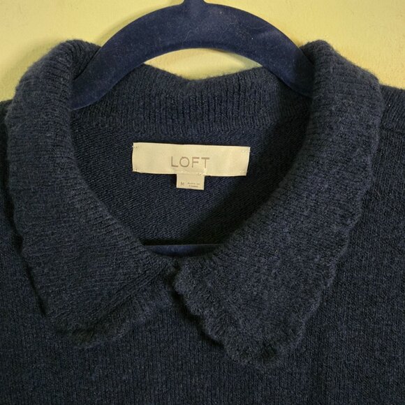 Loft Amour Collar Sweater Intarsia Knit Peter Pan Collar 2022 Pullover Size M - Picture 7 of 10